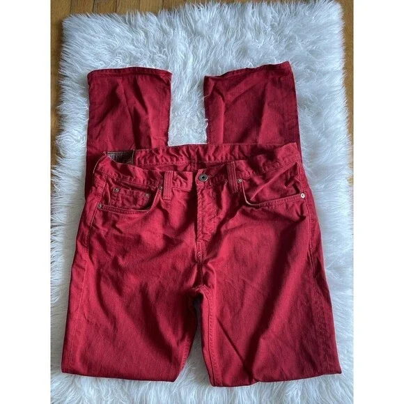 J Brand Men’s Size 34 Red Kane Slim Straight Fit Jeans MEASURES 37X35 - Picture 2 of 13